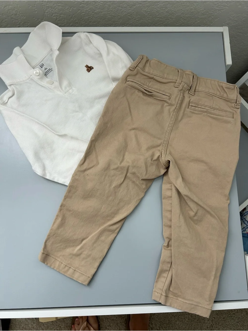 EUC GAP toddler size 2T boys White Polo Shirt with Tan Khaki Pants Cotton